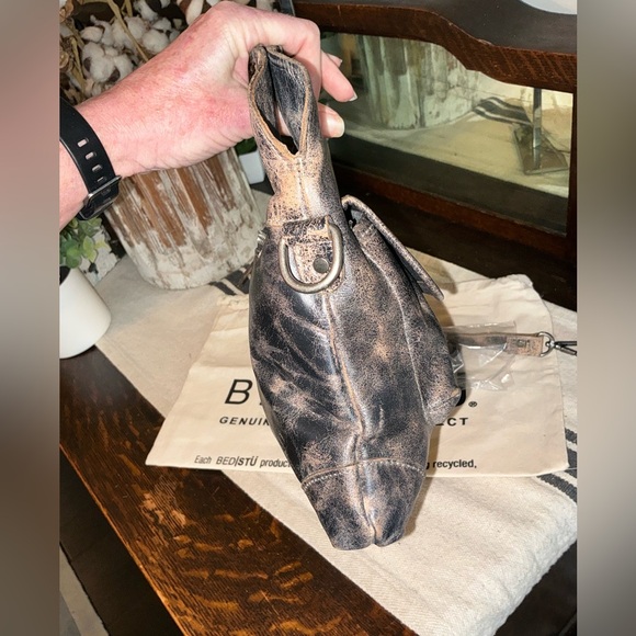 NWT Bed Stu Leather Greenway Handbag Crossbody Bag Black Lux MSRP $265 - Picture 4 of 13